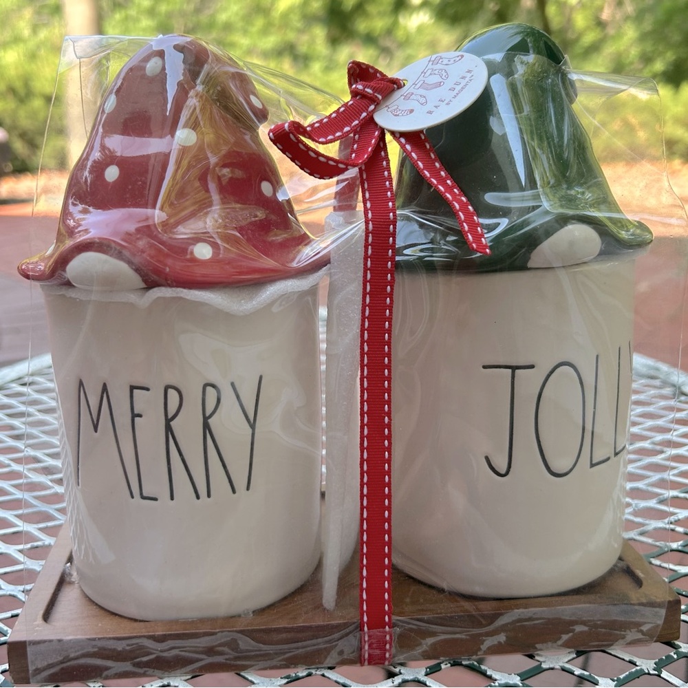 Rae Dunn Merry & Jolly Christmas Jar Set of 2
